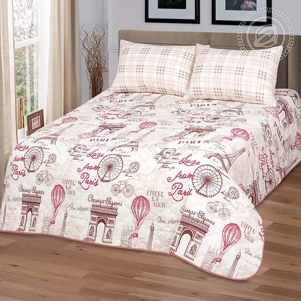 Покрывало стеганое Прогулка по Парижу, поплин