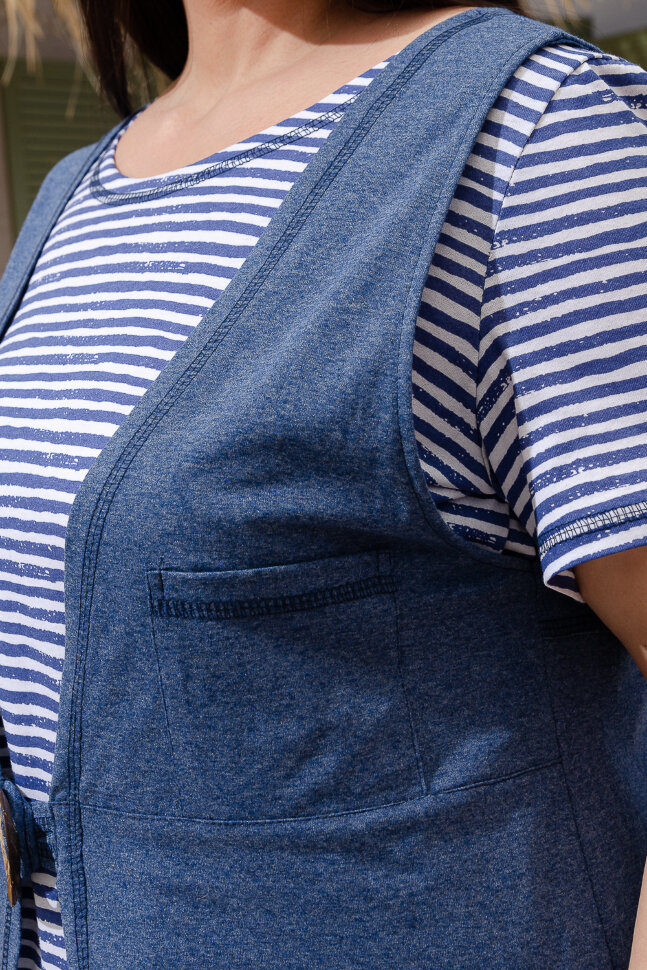 Женский костюм с бриджами 9219 тройка индиго