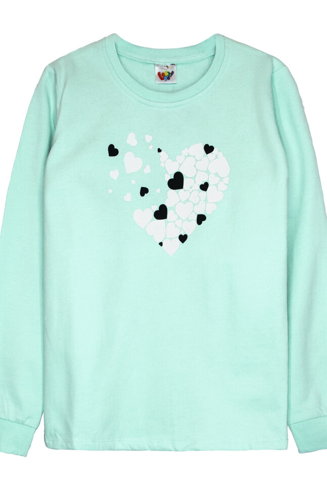 Пижама с брюками для девочки 91228 мятный/черная клетка