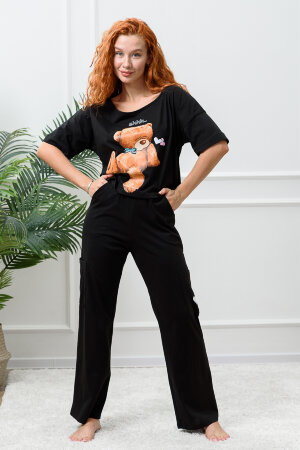Женский костюм с брюками 8378 черный