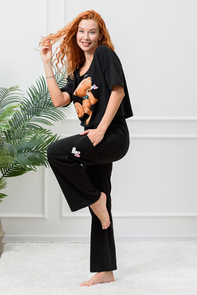 Женский костюм с брюками 8378 черный