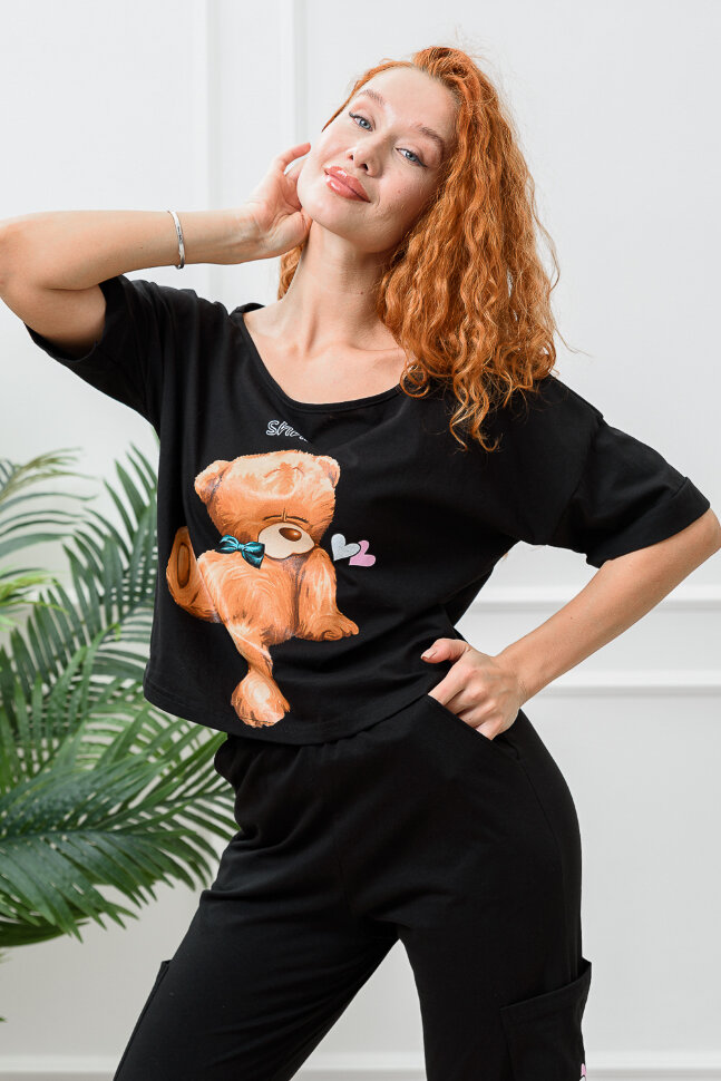 Женский костюм с брюками 8378 черный