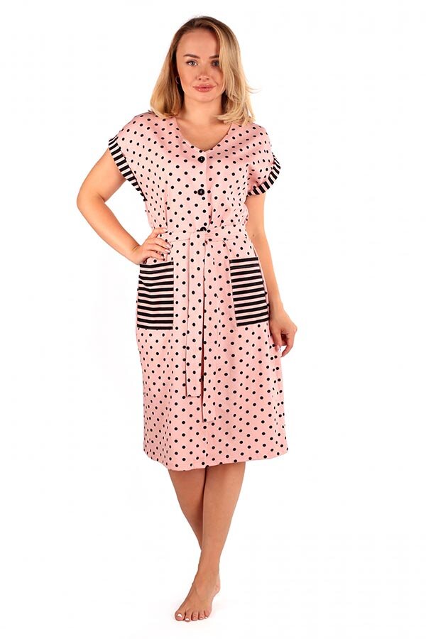 Халат Бьянка горох розовый К-323