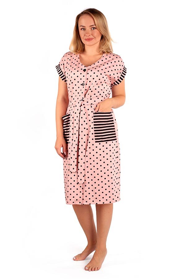 Халат Бьянка горох розовый К-323