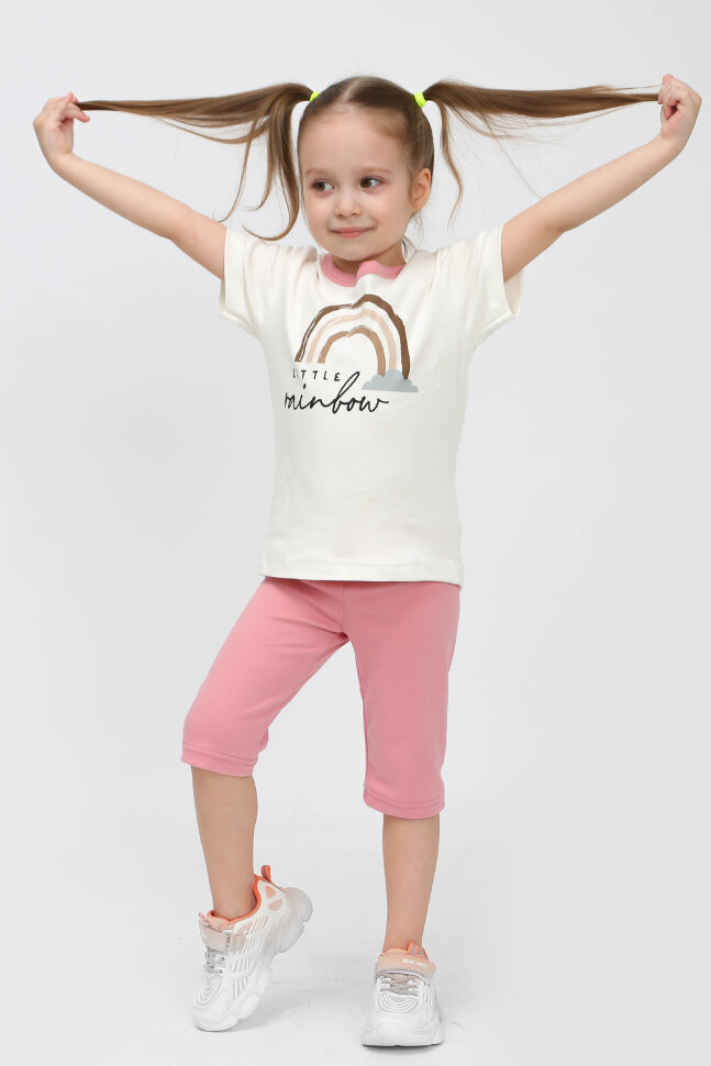 Костюм с велосипедками для девочки Радуга КС-ВЕЛ розовый зефир