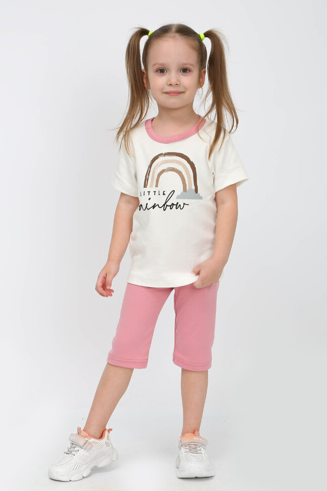 Костюм с велосипедками для девочки Радуга КС-ВЕЛ розовый зефир