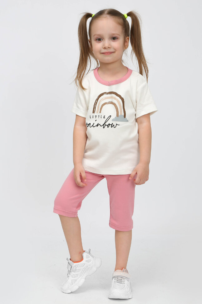 Костюм с велосипедками для девочки Радуга КС-ВЕЛ розовый зефир