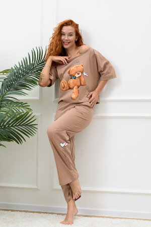 Женский костюм с брюками 8378 капучино