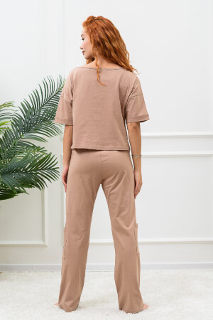Женский костюм с брюками 8378 капучино