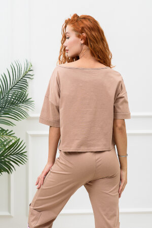 Женский костюм с брюками 8378 капучино