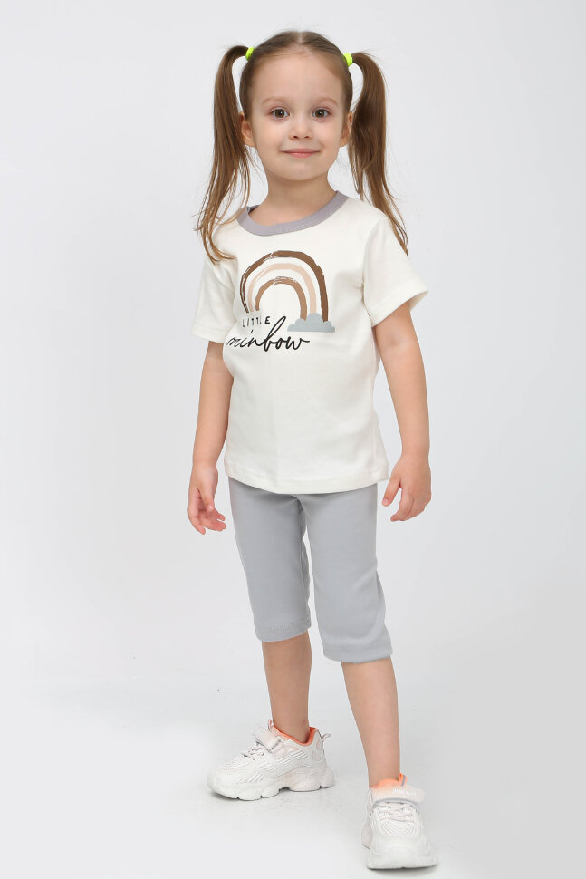 Костюм с велосипедками для девочки Радуга КС-ВЕЛ серый