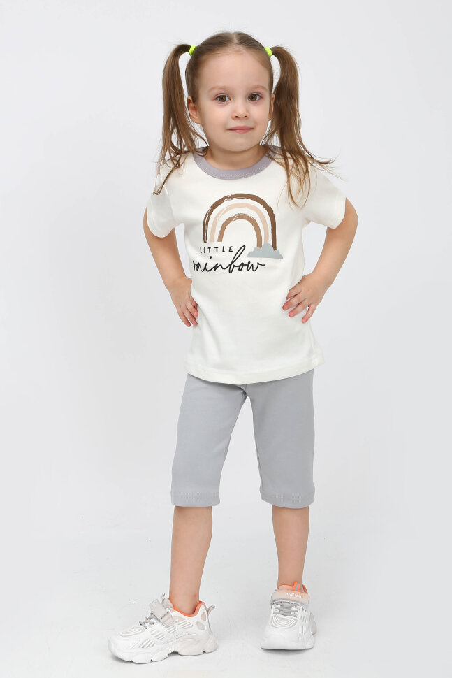 Костюм с велосипедками для девочки Радуга КС-ВЕЛ серый