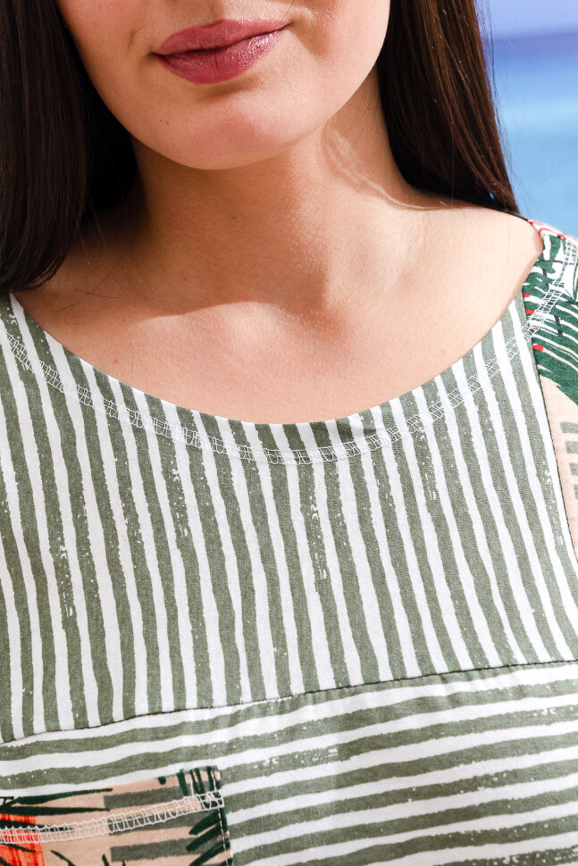 Платье женское 9233 пальмы хаки