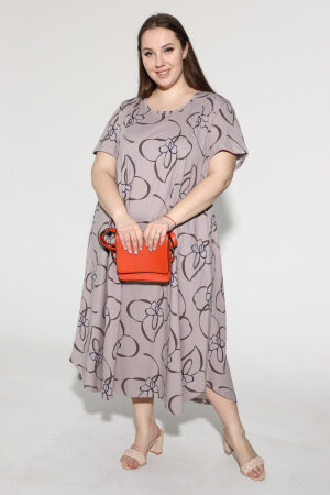 Платье Комфорт бежевые цветы ПЛГ-90