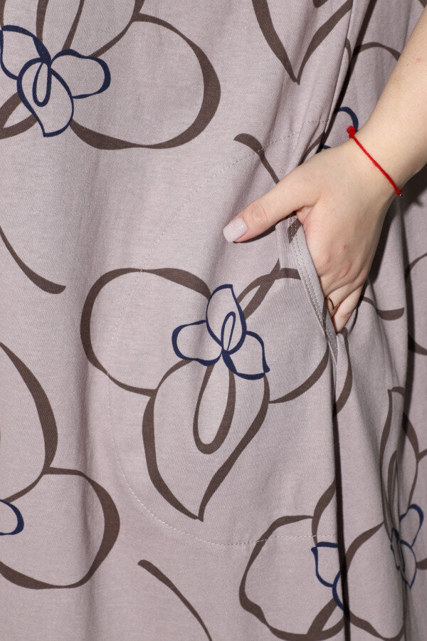 Платье Комфорт бежевые цветы ПЛГ-90