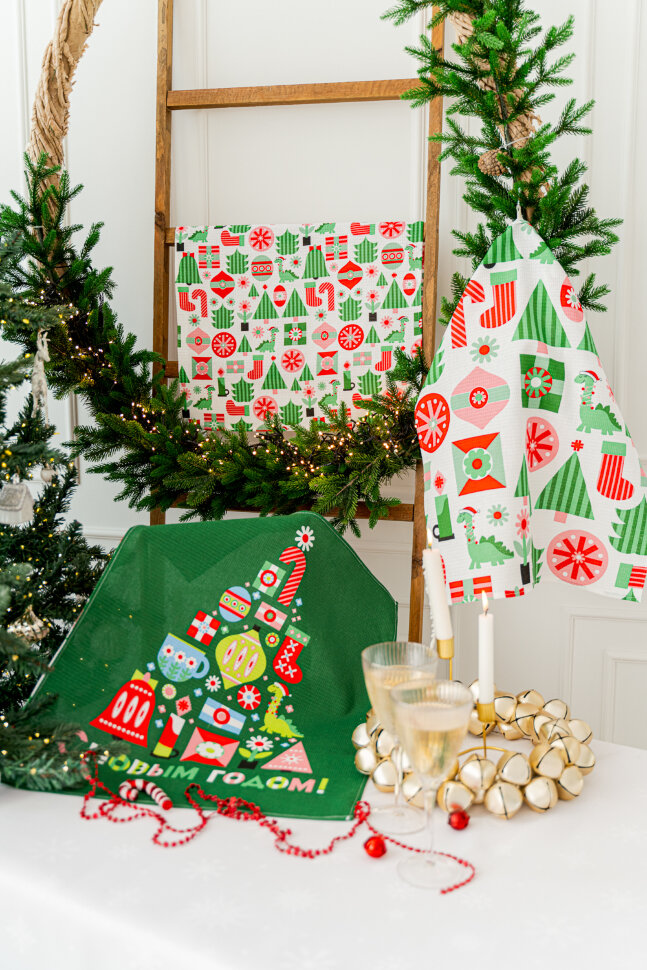 Полотенце кухонное Новогодняя мозайка