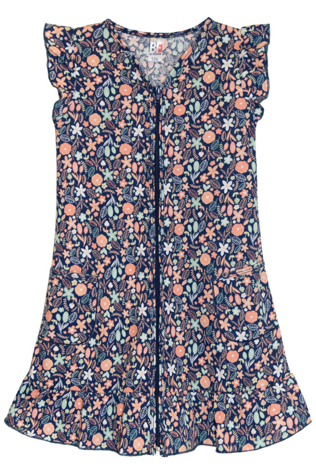 Халат для девочки 721 цветы на синем