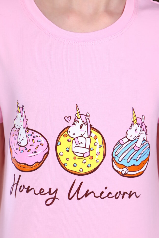 Пижама с шортами для девочки Единороги арт. ПД-009-043 розово-бежевый