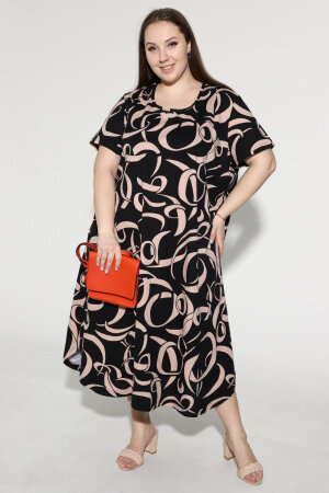 Платье Комфорт -черно-бежевое ПЛГ-91