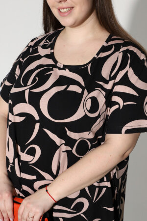 Платье Комфорт -черно-бежевое ПЛГ-91