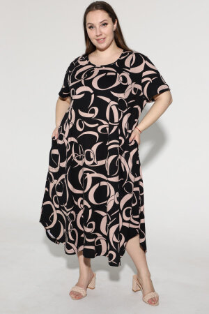 Платье Комфорт -черно-бежевое ПЛГ-91