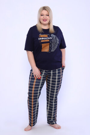 Женский костюм с брюками 001 синий