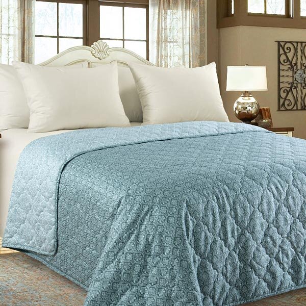 Покрывало стеганое Этюд  голубой, сатин