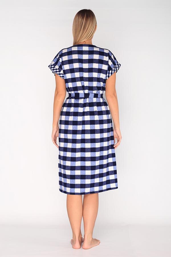 Халат Бьянка крупная клетка синий К-323