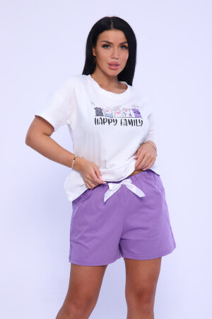 Женский костюм с шортами 15495 лиловый