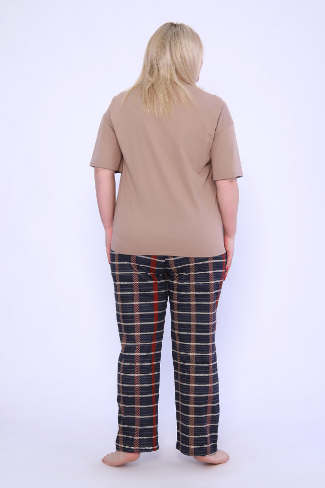 Женский костюм с брюками 001 бежевый