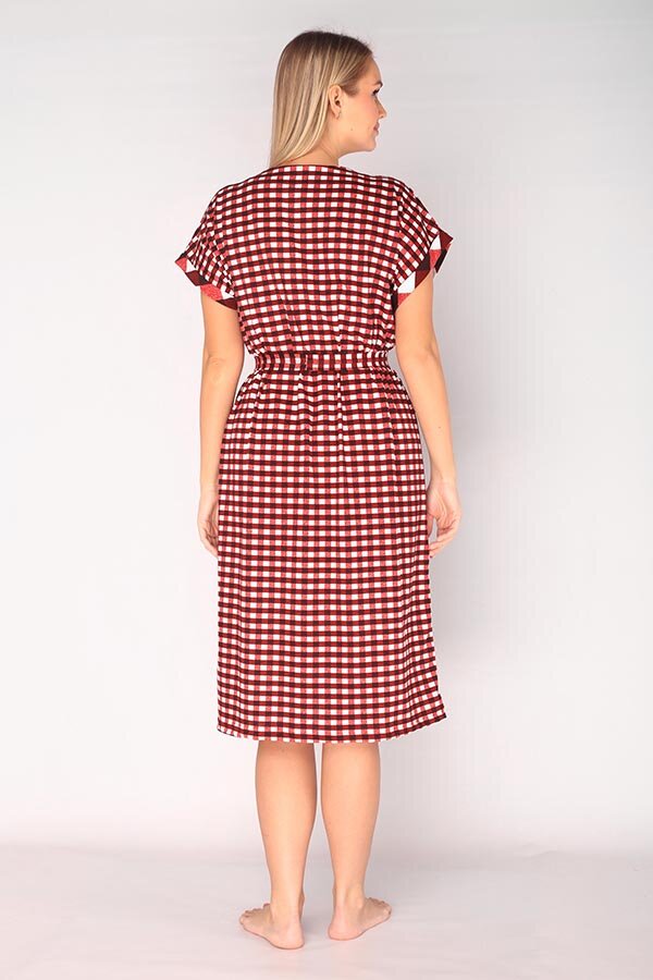 Халат Бьянка мелкая клетка красный К-323