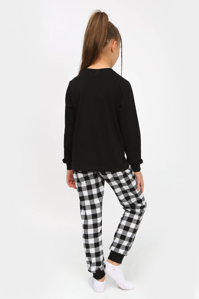 Детская пижама с брюками 92221 детская черный/черная клетка