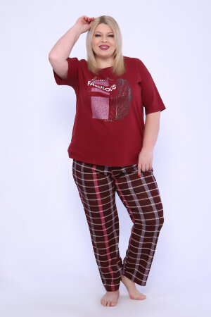 Женский костюм с брюками 001 бордо