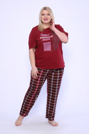 Женский костюм с брюками 001 бордо