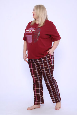 Женский костюм с брюками 001 бордо