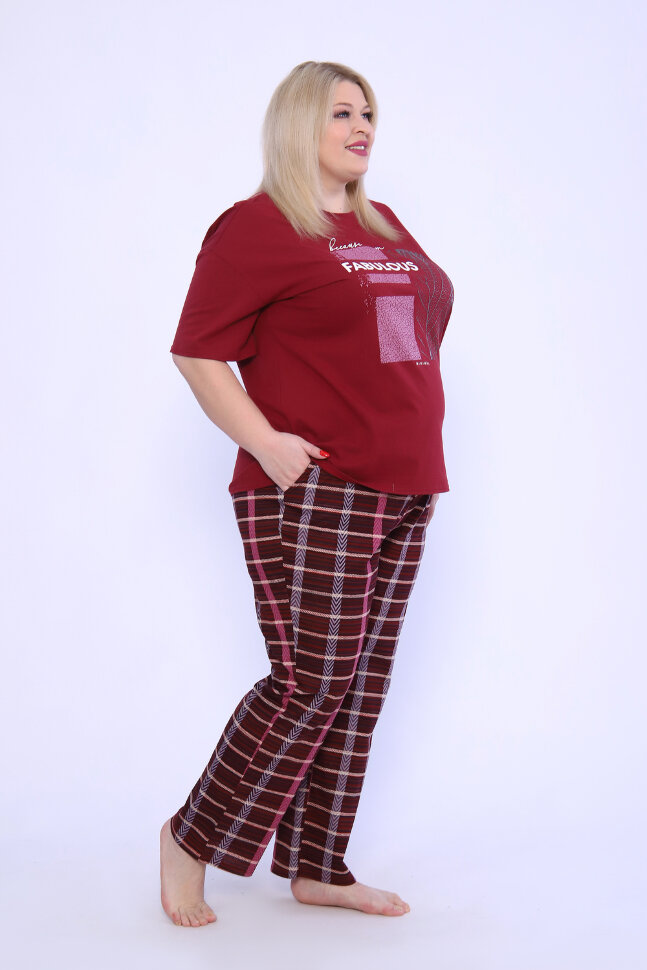 Женский костюм с брюками 001 бордо