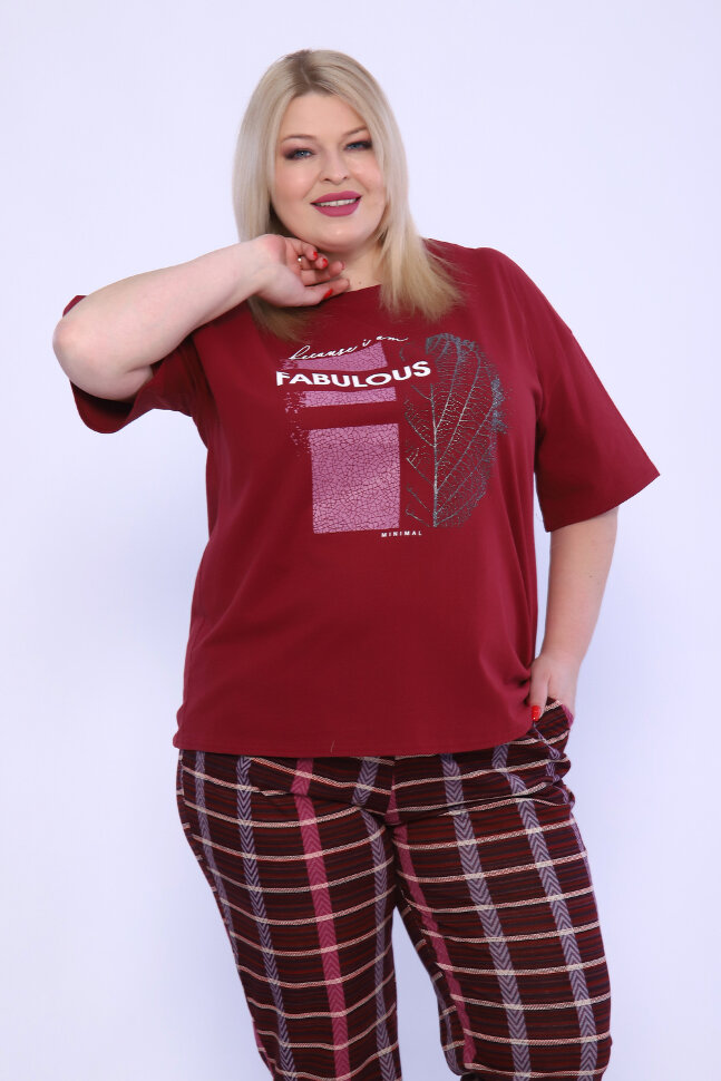 Женский костюм с брюками 001 бордо