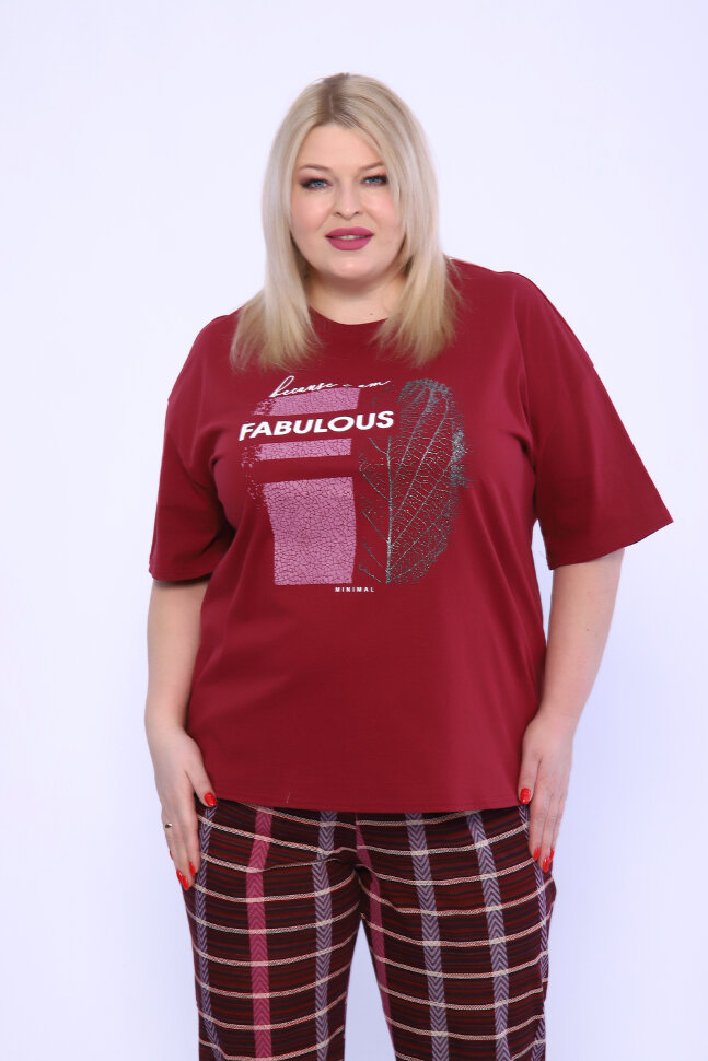 Женский костюм с брюками 001 бордо