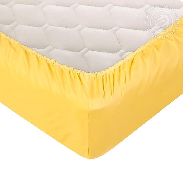 Простыня на резинке Желтая, сатин