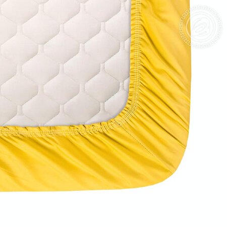 Простыня на резинке Желтая, сатин