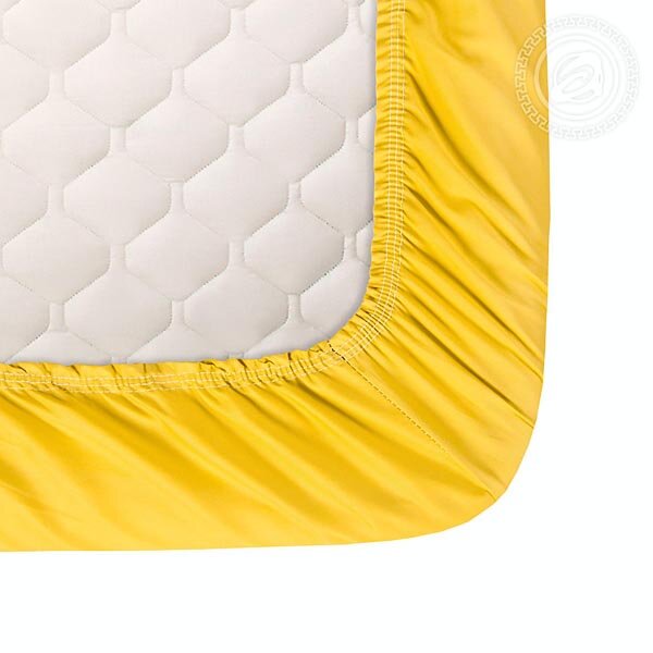 Простыня на резинке Желтая, сатин