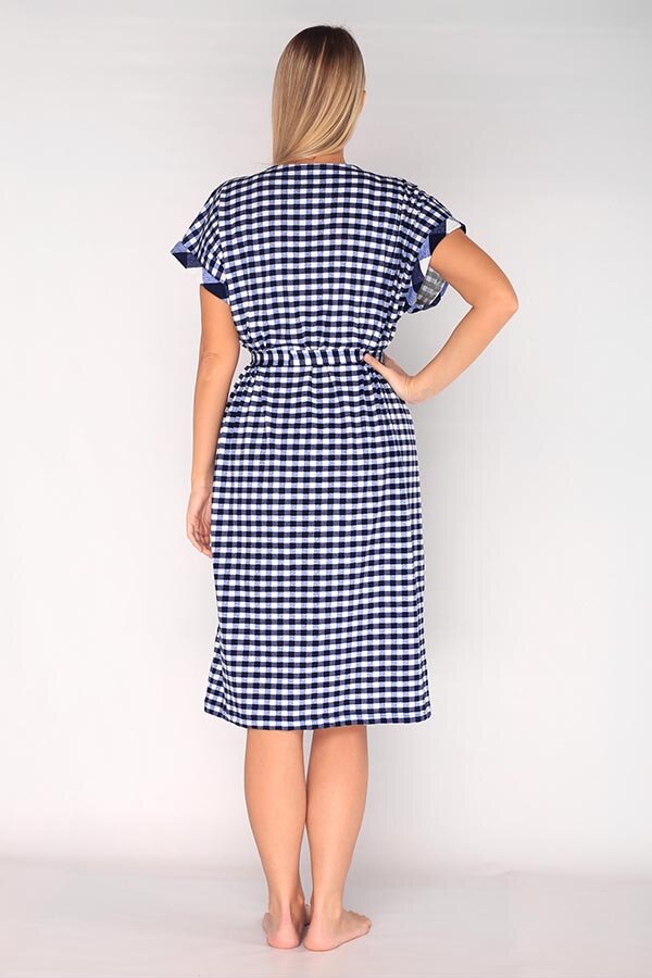 Халат Бьянка мелкая клетка синий К-323