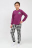 Детская пижама с брюками 91239 детская (джемпер, брюки) пурпурный/черная клетка