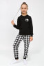 Детская пижама с брюками 91239 детская (джемпер, брюки) черный/черная клетка