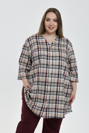 Рубашка Виктория коричневый клетка РГ-168