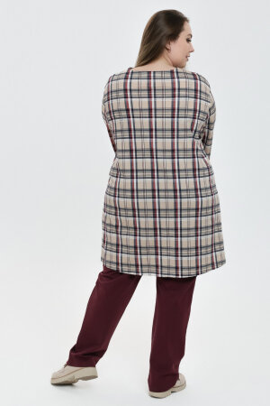 Рубашка Виктория коричневый клетка РГ-168