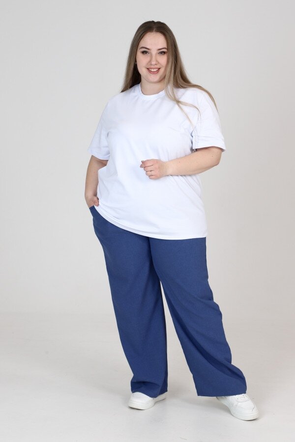 Брюки Ялта лен синий БГ-349-2