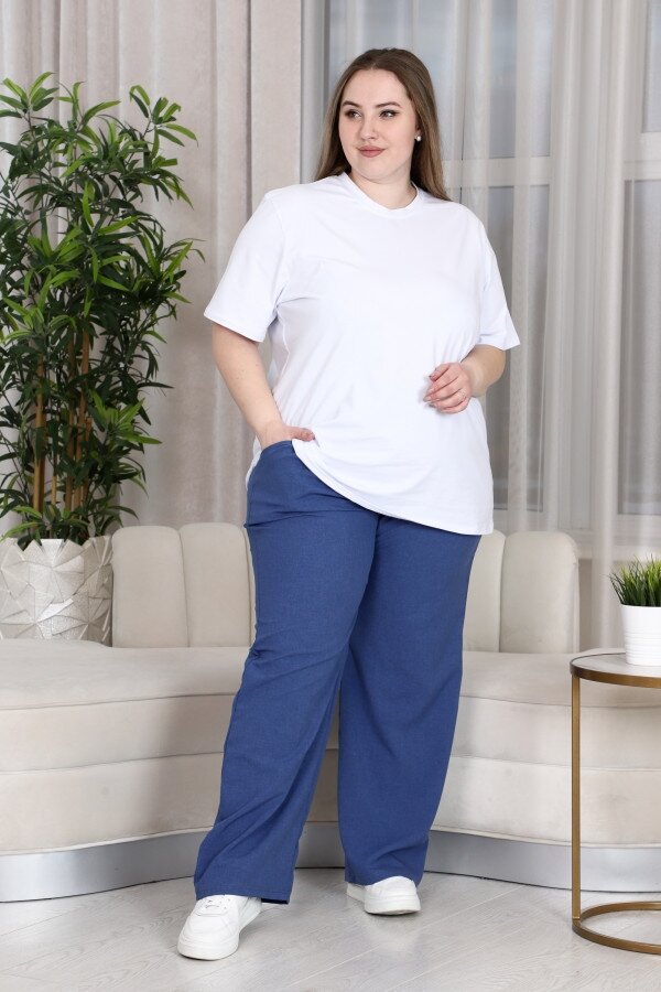 Брюки Ялта лен синий БГ-349-2