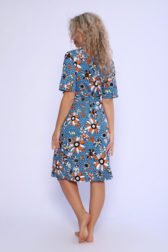 Женский пеньюар с сорочкой 59202 голубой