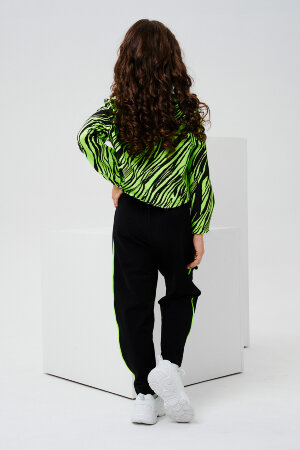 Костюм с брюками для девочки 67057 (тройка) салатовый,черный